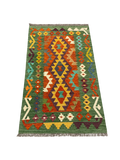 27698 - Kelim Hand-Woven/Flat-Weaved/Afghan Kelim/Carpet Modern/Nomadic Authentic/Size: 4'3" x 2'7"/130 cm × 79 cm