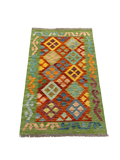 27702 - Kelim Hand-Woven/Flat-Weaved/Afghan Kelim/Carpet Modern/Nomadic Authentic/Size: 4'2" x 2'7"/127 cm × 79 cm