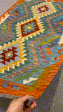 27704 - Kelim Hand-Woven/Flat-Weaved/Afghan Kelim/Carpet Modern/Nomadic Authentic/Size: 4'1" x 2'7"/124 cm × 79 cm