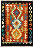 27705 - Kelim Hand-Woven/Flat-Weaved/Afghan Kelim/Carpet Modern/Nomadic Authentic/Size: 4'2" x 2'11"/127 cm × 89 cm