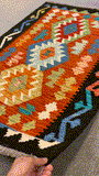 27705 - Kelim Hand-Woven/Flat-Weaved/Afghan Kelim/Carpet Modern/Nomadic Authentic/Size: 4'2" x 2'11"/127 cm × 89 cm