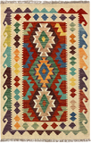 27711 - Kelim Hand-Woven/Flat-Weaved/Afghan Kelim/Carpet Modren/Nomadic Authentic/Size: 4'2" x 2'8"/127cm x 81cm
