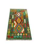 27713 - Kelim Hand-Woven/Flat-Weaved/Afghan Kelim/Carpet Modren/Nomadic Authentic/Size: 4'2" x 2'6"/127cm x 76cm