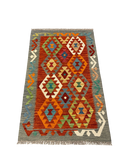 27716 - Kelim Hand-Woven/Flat-Weaved/Afghan Kelim/Carpet Modren/Nomadic Authentic/Size: 4'2" x 2'7"/127cm ×79cm