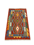 27721 - Kelim Hand-Woven/Flat-Weaved/Afghan Kelim/Carpet Modren/Nomadic Authentic/Size: 4'1" x 2'7"/124cm ×79cm