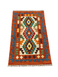 27722 - Kelim Hand-Woven/Flat-Weaved/Afghan Kelim/Carpet Modren/Nomadic Authentic/Size: 4'2" x 2'7"/127cm ×79cm