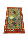 27723 - Kelim Hand-Woven/Flat-Weaved/Afghan Kelim/Carpet Modren/Nomadic Authentic/Size: 4'1" x 2'7"/124cm ×79cm