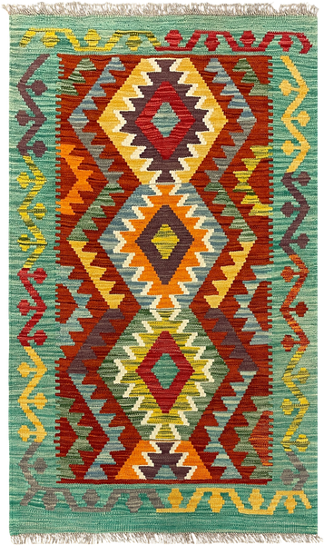 27725 - Kelim Hand-Woven/Flat-Weaved/Afghan Kelim/Carpet Modren/Nomadic Authentic/Size: 4'1" x 2'4"/124cm ×71cm