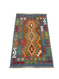 27726 - Kelim Hand-Woven/Flat-Weaved/Afghan Kelim/Carpet Modren/Nomadic Authentic/Size: 4'2" x 2'9"/127cm ×84cm