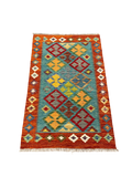 27728 - Kelim Hand-Woven/Flat-Weaved/Afghan Kelim/Carpet Modren/Nomadic Authentic/Size: 4'0" x 2'7"/122cm ×79cm