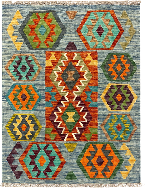 27730 - Kelim Hand-Woven/Flat-Weaved/Afghan Kelim/Carpet Modren/Nomadic Authentic/Size: 3'11" x 2'11"/119cm ×89cm