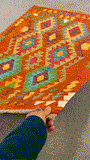 27732- Kelim Hand-Woven/Flat-Weaved/Afghan Kelim/Carpet Modren/Nomadic Authentic/Size: 4'0" x 2'10"/122cm ×86cm