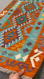 27734 - Kelim Hand-Woven/Flat-Weaved/Afghan Kelim/Carpet Modren/Nomadic Authentic/Size: 4'2" x 2'7"/127cm ×79cm