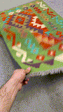 27736 - Kelim Hand-Woven/Flat-Weaved/Afghan Kelim/Carpet Modren/Nomadic Authentic/Size: 4'3" x 2'8"/130cm ×81cm