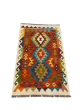 27737 - Kelim Hand-Woven/Flat-Weaved/Afghan Kelim/Carpet Modren/Nomadic Authentic/Size: 4'0" x 2'7"/122cm ×79cm