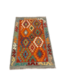 27738 - Kelim Hand-Woven/Flat-Weaved/Afghan Kelim/Carpet Modren/Nomadic Authentic/Size: 4'2" x 2'9"/127cm ×84cm