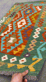 27739 - Kelim Hand-Woven/Flat-Weaved/Afghan Kelim/Carpet Modren/Nomadic Authentic/Size: 4'3" x 2'7"/130cm ×79cm