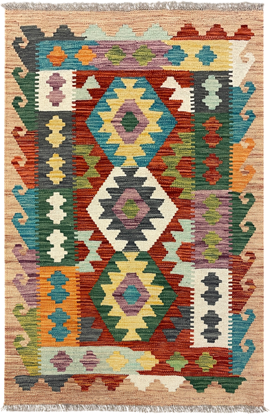 27740 - Kelim Hand-Woven/Flat-Weaved/Afghan Kelim/Carpet Modren/Nomadic Authentic/Size: 4'1" x 2'7"/124cm ×79cm