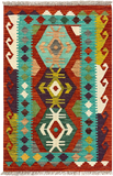 27743 - Kelim Hand-Woven/Flat-Weaved/Afghan Kelim/Carpet Modren/Nomadic Authentic/Size: 4'0" x 2'6"/122cm ×76cm