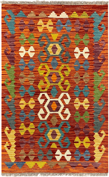 27745 - Kelim Hand-Woven/Flat-Weaved/Afghan Kelim/Carpet Modren/Nomadic Authentic/Size: 4'1" x 2'6"/124cm ×76cm