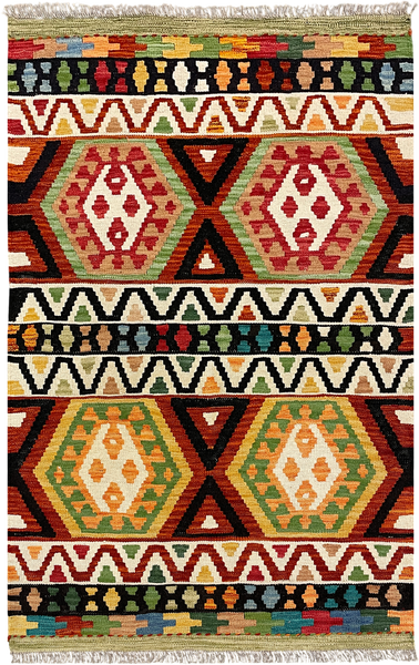 27747 - Kelim Hand-Woven/Flat-Weaved/Afghan Kelim/Carpet Modren/Nomadic Authentic/Size: 4'4" x 2'8"/132cm ×81cm