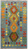 27748 - Kelim Hand-Woven/Flat-Weaved/Afghan Kelim/Carpet Modren/Nomadic Authentic/Size: 4'5" x 2'6"/134cm ×76cm