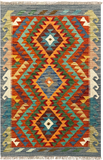 27751 - Kelim Hand-Woven/Flat-Weaved/Afghan Kelim/Carpet Modren/Nomadic Authentic/Size: 4'1" x 2'7"/124cm ×79cm