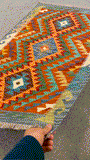 27751 - Kelim Hand-Woven/Flat-Weaved/Afghan Kelim/Carpet Modren/Nomadic Authentic/Size: 4'1" x 2'7"/124cm ×79cm