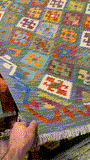 27755 - Kelim Hand-Woven/Flat-Weaved/Afghan Kelim/Carpet Modren/Nomadic Authentic/Size: 6'6" x 4'4"/198cm ×132cm