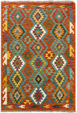 27763 - Kelim Hand-Woven/Flat-Weaved/Afghan Kelim/Carpet Modren/Nomadic Authentic/Size: 6'0" x 4'0"/183 cm ×&nbsp; 122cm