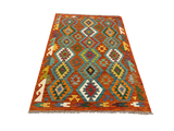 27763 - Kelim Hand-Woven/Flat-Weaved/Afghan Kelim/Carpet Modren/Nomadic Authentic/Size: 6'0" x 4'0"/183 cm ×&nbsp; 122cm