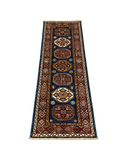 27777-Royal Kazak Hand-Knotted/Handmade Afghan Rug/Carpet Tribal/Nomadic Authentic/ Size: 5'6" x 2'0"/168m x 61cm