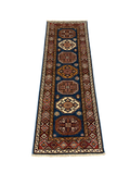 27778-Royal Kazak Hand-Knotted/Handmade Afghan Rug/Carpet Tribal/Nomadic Authentic/ Size: 5'6" x 1'9"/168m x 53cm