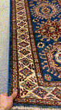 27779-Royal Kazak Hand-Knotted/Handmade Afghan Rug/Carpet Tribal/Nomadic Authentic/ Size: 8'4" x 2'6"/254cm x 76cm