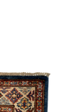 27779-Royal Kazak Hand-Knotted/Handmade Afghan Rug/Carpet Tribal/Nomadic Authentic/ Size: 8'4" x 2'6"/254cm x 76cm
