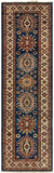 27780-Kazak Hand-Knotted/Handmade Afghan Rug/Carpet Tribal/Nomadic Authentic/ Size: 8'4" x 2'6"/254cm x 76cm