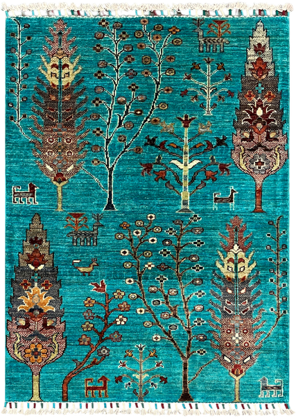 27788-Chobi Ziegler Handmade/Hand-knotted Afghan Rug/Carpet Tribal/Nomadic Authentic/ Size: 3'9" x 2'7" / 114cm x 79cm