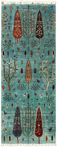 27790-Chobi Ziegler Handmade/Hand-knotted Afghan Rug/Carpet Tribal/Nomadic Authentic/ Size:  6'5" x 2'5" / 196cm x 74cm