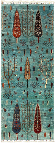 27790-Chobi Ziegler Handmade/Hand-knotted Afghan Rug/Carpet Tribal/Nomadic Authentic/ Size:  6'5" x 2'5" / 196cm x 74cm
