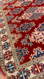 27796-Kazak Hand-Knotted/Handmade Afghan Rug/Carpet Tribal/Nomadic Authentic/ Size: 5'0" x 3'8"/155m x 112cm