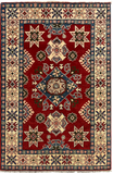 27797-Kazak Hand-Knotted/Handmade Afghan Rug/Carpet Tribal/Nomadic Authentic/ Size: 5'9" x 3'9"/175m x 114cm