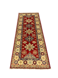 27799-Kazak Hand-Knotted/Handmade Afghan Rug/Carpet Tribal/Nomadic Authentic/ Size: 6'5" x 2'6"/196m x 76cm