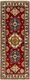 27801-Kazak Hand-Knotted/Handmade Afghan Rug/Carpet Tribal/Nomadic Authentic/ Size: 6'7" x 2'5"/201m x 74cm