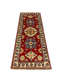 27801-Kazak Hand-Knotted/Handmade Afghan Rug/Carpet Tribal/Nomadic Authentic/ Size: 6'7" x 2'5"/201m x 74cm