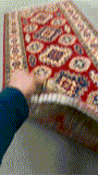 27802-Kazak Hand-Knotted/Handmade Afghan Rug/Carpet Tribal/Nomadic Authentic/ Size: 6'6" x 2'6"/198m x 76cm