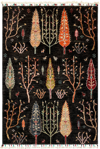 27809-Chobi Ziegler Handmade/Hand-knotted Afghan Rug/Carpet Tribal/Nomadic Authentic/ Size: 4'1" x 2'8" / 124cm x 81cm
