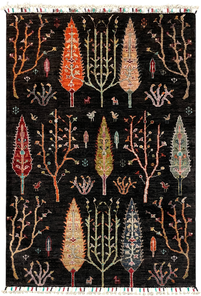 27810-Chobi Ziegler Handmade/Hand-knotted Afghan Rug/Carpet Tribal/Nomadic Authentic/ Size: 4'1" x 2'8" / 124cm x 81cm