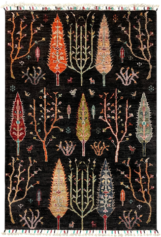 27810-Chobi Ziegler Handmade/Hand-knotted Afghan Rug/Carpet Tribal/Nomadic Authentic/ Size: 4'1" x 2'8" / 124cm x 81cm
