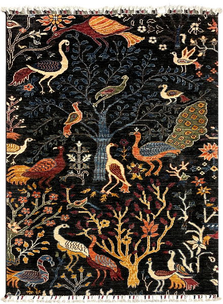 27820-Chobi Ziegler Handmade/Hand-knotted Afghan Rug/Carpet Tribal/Nomadic Authentic/ Size: 4'9" x 3'5" / 145cm x 104cm