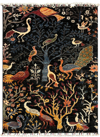 27820-Chobi Ziegler Handmade/Hand-knotted Afghan Rug/Carpet Tribal/Nomadic Authentic/ Size: 4'9" x 3'5" / 145cm x 104cm